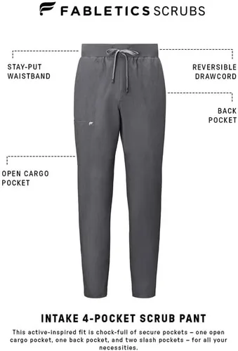 Vista 6 de Fabletics MotionTech - Pantalón médico para hombre, elástico en 4 direcciones, con bolsillos, resistente a las arrugas, ajuste semidelgado