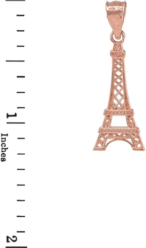 Vista 2 de Collar con colgante de oro rosa de 14 quilates con colgante de torre Eiffel