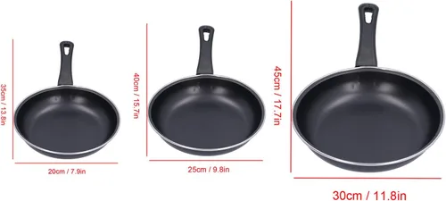 Vista 2 de Sartén antiadherente de acero inoxidable de 7.9 pulgadas, sartén profesional redonda negra con mango cómodo, sartén reutilizable para crepes