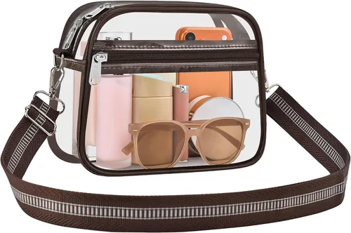 Vista 17 de Bolsa transparente para eventos de estadio, bolsa transparente para mujer, bolsa cruzada, correa de hombro ajustable para conciertos, deportes