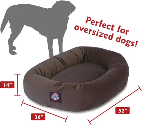 Vista 3 de Majestic Pet Cama para Perros de 52 Pulgadas de Ante Calmante Lavable 52x35x11 (Pulgadas) – Acogedora Cama Redonda para Perros con Forma de Dona