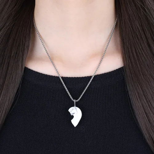 Vista 3 de COAI Collares con colgante de corazón en corazón para parejas