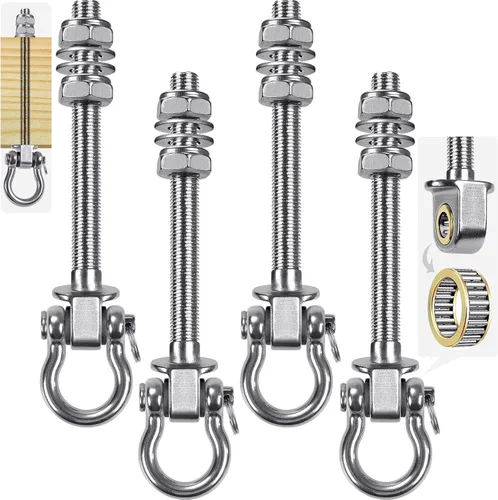 Vista 13 de SELEWARE Perchas de acero inoxidable resistentes con rodamientos (juego de 2), pernos oscilantes M10 x 9 pulgadas, capacidad de 1800 libras