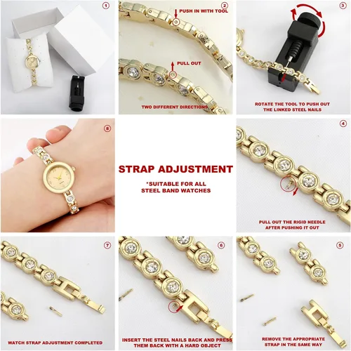 Vista 7 de Reloj de pulsera impermeable para mujer, pequeño y delgado, analógico, reloj de cuarzo, delicado regalo de Navidad