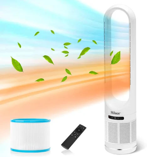 Vista 10 de Hiluce Ventilador sin aspas para todas las estaciones, combo de calentador de espacio de 1400W y ventilador de torre de 40W con control remoto