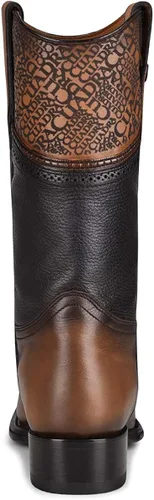 Vista 5 de Cuadra - Botas vaqueras para hombre en piel de avestruz color negro