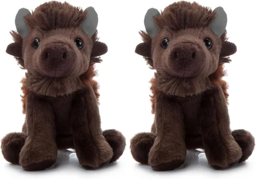 Vista 11 de The Petting Zoo Peluche de bisonte, regalos para niños, animales del zoológico Wild Onez Babiez, juguete de peluche de bisonte de 6 pulgadas