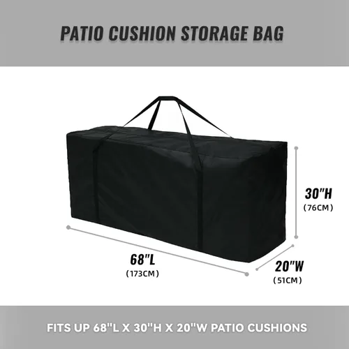 Vista 5 de Bolsas de almacenamiento para cojines de patio al aire libre, 68 pulgadas, impermeables, extra grandes, para muebles de patio, bolsa