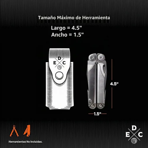 Vista 2 de Funda multiherramienta, cuero americano, bolsa multiherramienta para cinturones, funda multiherramienta con broche, compatible con multiherramientas