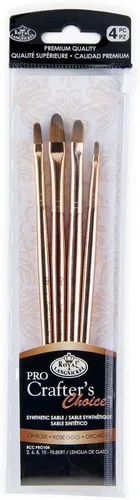Vista 10 de Royal & Langnickel Crafter's Choice Pro - Juego de pinceles para manualidades angulares, 4 piezas