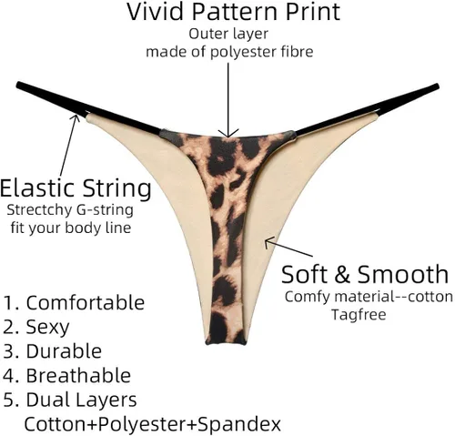 Vista 4 de KUKU PANDA Tangas de algodón para mujer sexy sin costuras para mujer conjunto de 3