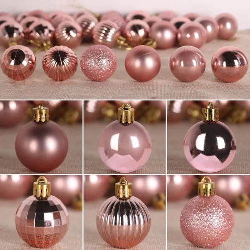 Vista 45 de Esferas pequeñas de Navidad de bronce y dorado de 1.6 pulgadas, adornos para decoración de árbol de Navidad, bolas colgantes inastillables