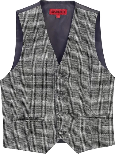Vista 9 de Gioberti Chaleco de traje formal a cuadros Tweed para niño 63 - Gráfico Marrón