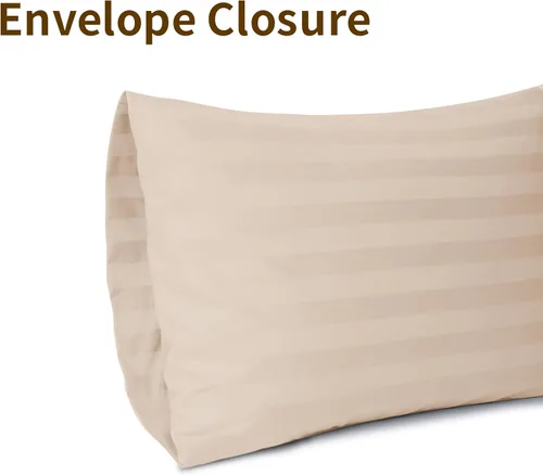 Vista 4 de Juego de 2 fundas de almohada 100% de algodón egipcio, fundas de almohada refrescantes de 400 hilos, fundas de almohada suaves y transpirables