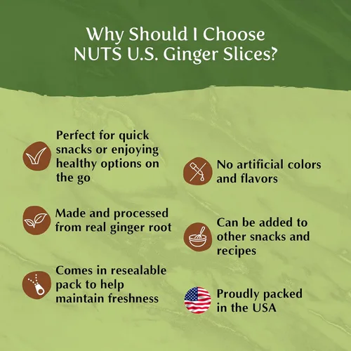 Vista 5 de NUTS US - Rodajas de jengibre cristalizadas secas en bolsa resellable (1 libra)
