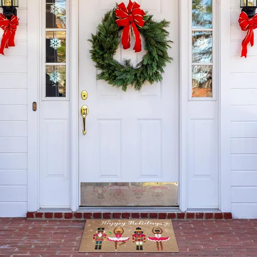 Vista 2 de Drydiet Tapete de Navidad con cascanueces afroamericanos, tapete antideslizante para puerta de bienvenida, feliz día festivo, entrada exterior
