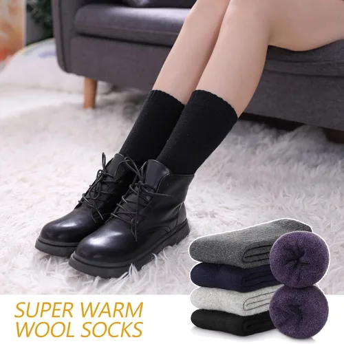 Vista 6 de MQELONG Calcetines deportivos de invierno para mujer, 5 pares, suaves, gruesos, cómodos, informales, de algodón, cálidos