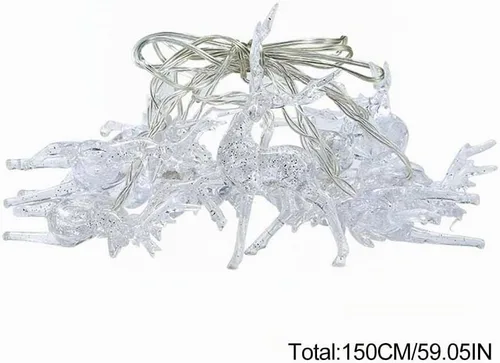 Vista 7 de Enfudid Tira de luces de Navidad con diseño de reno, 10 luces LED de color blanco cálido, funciona con USB, decoraciones de Navidad para regalos