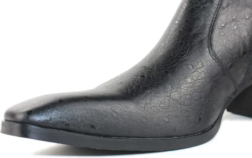 Vista 6 de Chelsea Botas de cuero para hombre, botas de tobillo para motocicleta, zapatos de tacón casual