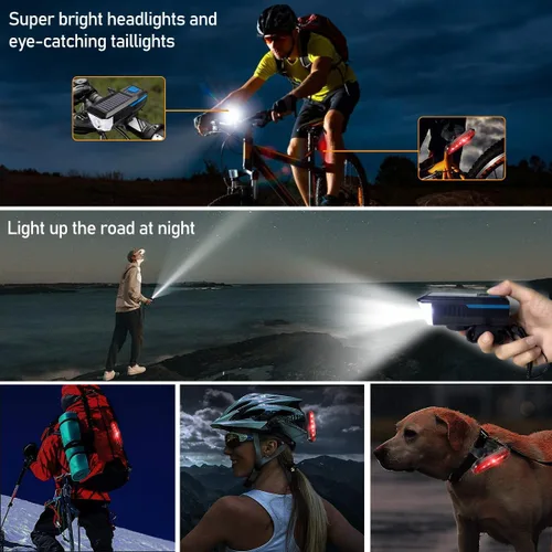 Vista 6 de LEDHOLYT Rechargeable Solar Bike Lights, Night Ultra Bright Bicycle Lights