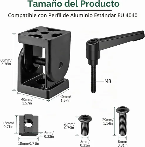Vista 2 de 2PCS Conector de ángulo Conector Junta Conector 4040 Nut8 180° Rotación Negro