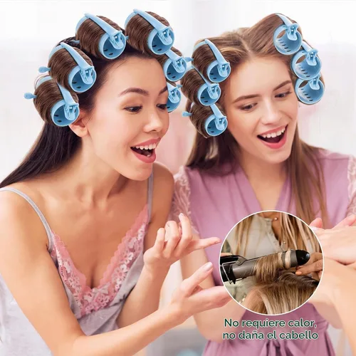 Vista 6 de WILLBOND El juego de 141 rodillos para el cabello incluye rodillos de plástico con alfileres y clips (azul bebé)