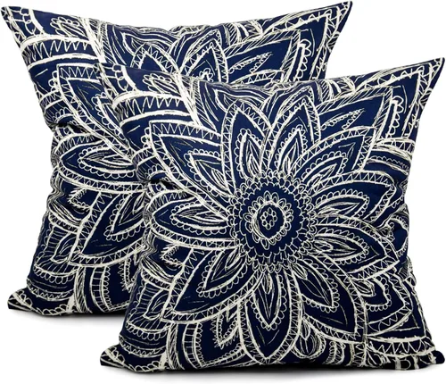 Vista 8 de Skully Fancy - Funda de cojín cuadrada moderna azul marino abstracta con cremallera oculta para sofá decorativo para el hogar, funda de cojín de 16