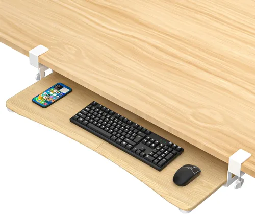 Vista 15 de suptek Bandeja pequeña para teclado debajo del escritorio con soporte de abrazadera C, teclado de computadora y bandeja para mouse, 20