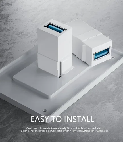 Vista 2 de BERLAT Acoplador Keystone USB 3.0, paquete de 6 unidades, 5 Gbps para placa