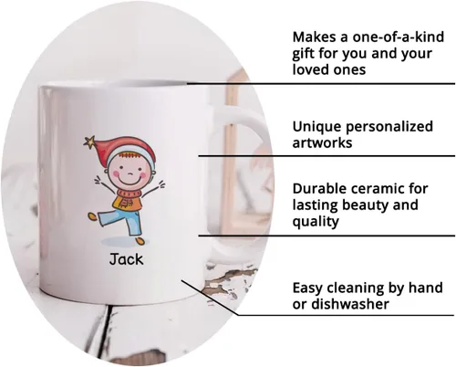 Vista 5 de Gossby Taza personalizada – GRANDKIDS MAKE LIFE MORE GRAND (1 niño) – Taza de café de cerámica de 11 onzas y 15 onzas para abuelos/abuelos – Idea