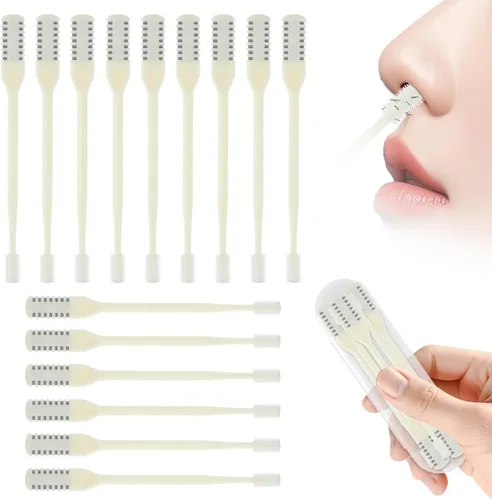 Vista 24 de Cortador de pelo nasal 2 en 1, recortador manual de doble cara con cepillo, cuchillo de nariz giratorio de 360° para hombres y mujeres, herramienta