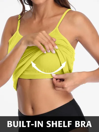 Vista 111 de Camisa Attraco de algodón, con tirantes estilo espagueti, con brasier incorporado, 2 paquetes, para mujer