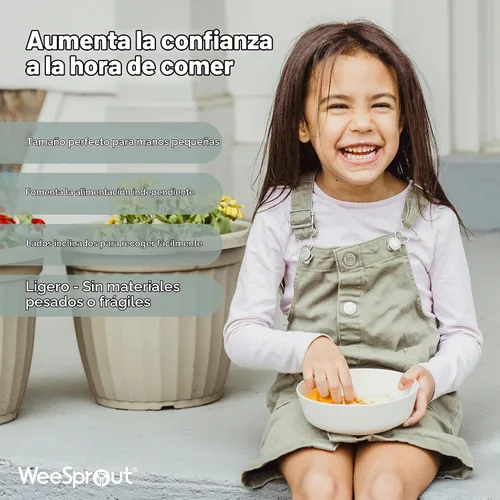 Vista 7 de WeeSprout Cuencos de bambú para niños con tapas, juego de cuatro cuencos de tamaño para niños 10 oz, para cereales, sobras y bocadillos, aptos