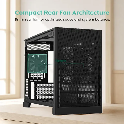 Vista 10 de MONTECH Funda para PC Micro ATX de 22.7 L, chasis modular de malla de alto flujo de aire para construcciones de aire, líquidos o SFF, soporte de TEN