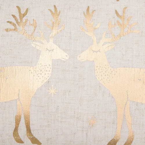 Vista 3 de JWH Funda de almohada decorativa de ciervos amantes de la Navidad, con estampado dorado, funda de almohada de lino, cojín de invierno