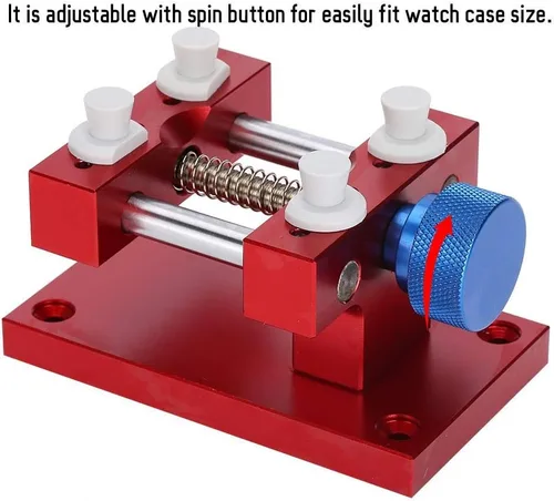 Vista 3 de Soporte de caja de reloj ajustable, reloj de pulsera de metal para reparación de caja abierta, soporte para correa de reloj, herramienta