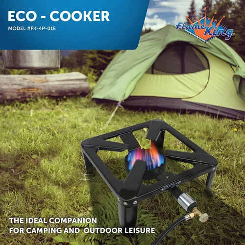 Vista 2 de Flame King Trabajo Pesado 120,000 BTU, 0-20 PSI, Freidora de Pavo Quemador Individual de Propano Bayou Cooker, Estufa Exterior para Elaboración