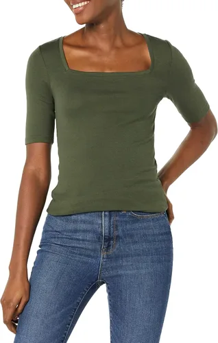 Vista 10 de Amazon Essentials - Camiseta de manga corta y cuello cuadrado para mujer