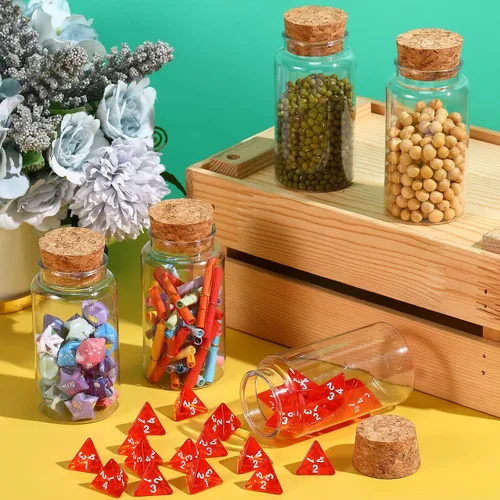 Vista 4 de Maxdot 50 botellas de plástico para poción con corcho, mini botellas de arte de arena, vial de deseos, regalo de mensaje de amor para bodas