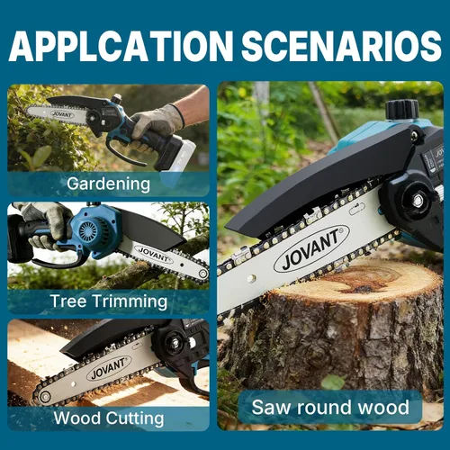Vista 4 de Mini motosierra inalámbrica de 6 pulgadas, sierra de poda eléctrica de mano ligera para podar árboles, corte de ramas, corte de madera, jardinería