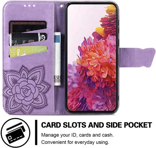 Vista 2 de for Xiaomi 12s Ultra Wallet Case Butterfly Flower Design PU Leather Flip Folio Cover with Card Holder Kickstand Wrist Strap Shockproof Protective