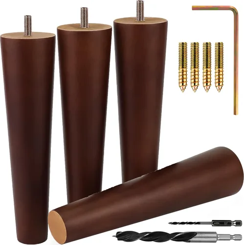 Vista 25 de Airy Abode Patas de madera de fresno prémium para muebles (kit de instalación completa): elige tu tamaño y color Ceniza