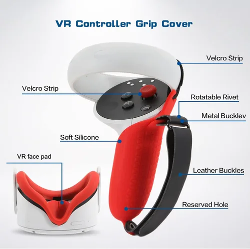 Vista 3 de VR AccessoeriesTouch Contrller Grips Cover Compatible with Oculus Quest 2with 1Pcs VR Silicone Face PadLens Protection CoverThumbstick