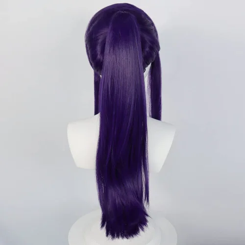 Vista 3 de Komi Shoko peluca amine Komi no puede comunicarse peluca Komi Shoko Cosplay peluca amine dibujos animados Komi Shoko pelo largo morado con llavero