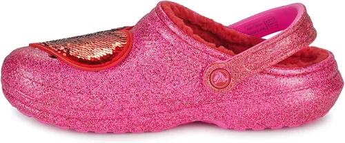 Vista 5 de Crocs Zueco de corazón con purpurina rosa con forro clásico unisex para adultos