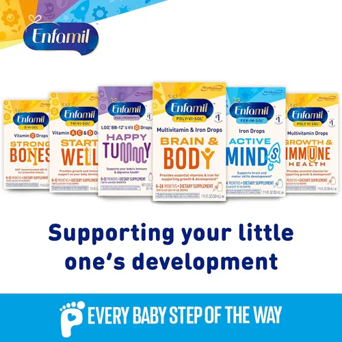 Vista 7 de Enfamil - Vitaminas para prenatales y bebés Poly-Vi-Sol 8 Multivitaminas y suplemento de hierro en gotas para bebés y niños, apoya el crecimiento