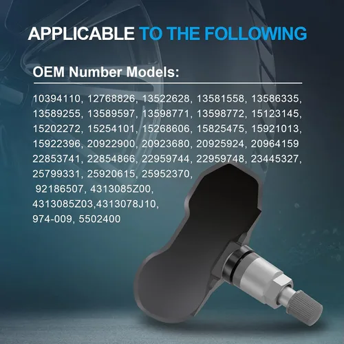 Vista 6 de FINDAUTO Repuesto para sensor de neumáticos de 315 MHz, sistema de monitoreo de presión de neumáticos TPMS para Buick para Cadillac para Chevrolet