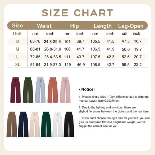 Vista 8 de ebossy Pantalones palazzo elásticos de cintura alta para mujer, pierna ancha, casual, elegante, para negocios, fiesta, pantalones largos con cinturón