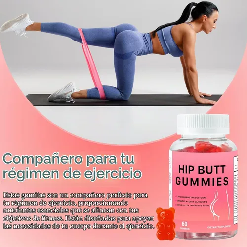 Vista 3 de Hip BBL - Gomitas para el cuerpo de las mujeres, mezcla de 60 gomitas de botín con vitamina C y zinc