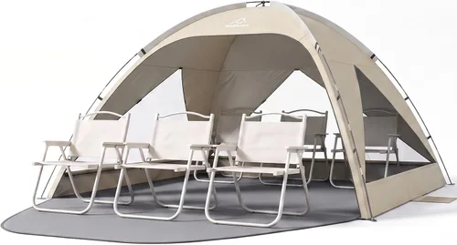 Vista 19 de Wolfwise Tienda de playa Refugio de sol portátil, Cabaña estándar de la Shade Beach Essentials, protección UV UPF 50+ y fácil instalación, ventanas